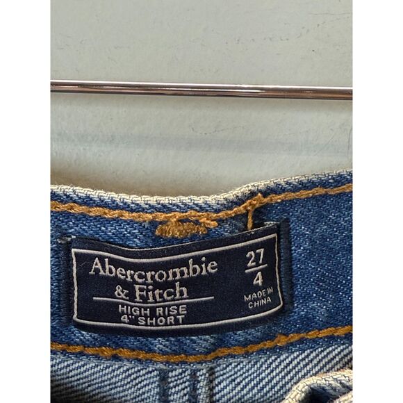 Abercrombie & Fitch Women's Size 27/4 Blue High Rise 4” Cut Off Shorts - Picture 5 of 7